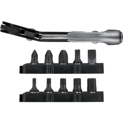 VESSEL TD-25B ファインミニラチェット ベンド(ビット10本付) ベッセル 手作業工具 ドライバー 六角棒..