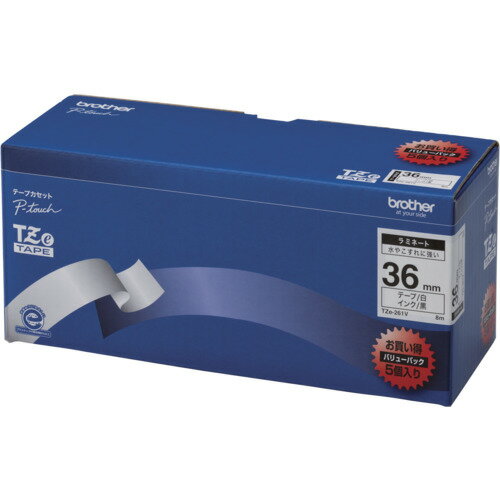 brother TZeテープ 黒文字/白地/36mm (お徳用パック5個入) ブラザー工業 オフィス 住設用品 オフィス備品 ラベル用品 TZE-261V(代引不可)【送料無料】