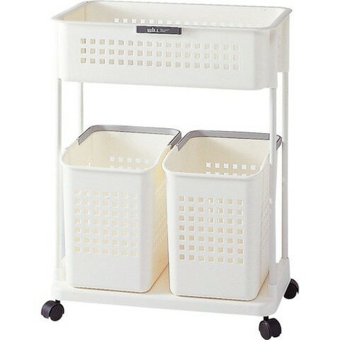 【商品詳細】●脱衣室に省スペースで置けるランドリーラックです。●2つのカゴで仕分けができます。●キャスター付で楽に移動させることができます。●脱衣用に。●色：ホワイト●間口(mm)：550●奥行(mm)：340●高さ(mm)：725●耐荷重...