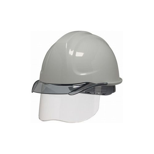 【商品スペック】■特長・発泡スチロールに変わり樹脂製の衝撃吸収ライナーを採用しました。・ヘルメット内部に空間が広がり、衝撃吸収性能はそのままに格段に通気性が向上しました。・発泡ライナー装着時と比べ温度差ー8℃を実現。・成型内装で汚れた際にふき取りやすく清潔に保てます。■用途・飛来・落下物・墜落時保護用・電気用。■仕様・帽体色：ライトグレー・バイザー色：スモーク・シールド色：クリア・頭囲(cm)：55.5〜60・衝撃吸収ライナー：有・タイプ：成形内装・通気孔：無し■仕様2・樹脂製衝撃吸収ライナー「エアロメッシュ」装着、シールド付・国家検定合格品■材質／仕上・帽体：ABS樹脂・バイザー・シールド：ポリカーボネート（PC）■セット内容／付属品■注意【代引きについて】こちらの商品は、代引きでの出荷は受け付けておりません。【送料について】北海道、沖縄、離島は別途送料を頂きます。