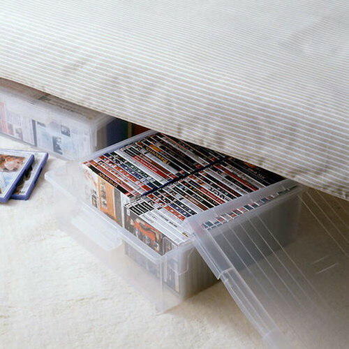 リコメン堂生活館のTENMA DVDイレト庫 ワイド クリア 425×465×170 110005234 天馬(株) 収納用品 フタ式収納ケース(代引不可)｜アングル3