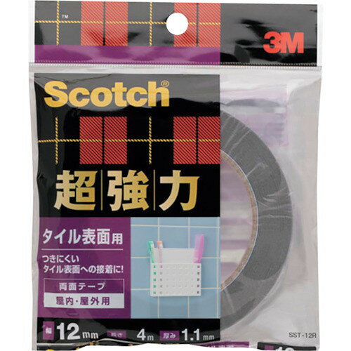 3M スコッチ 超強力両面テープ タイル表面用 12mm×4m(代引不可)