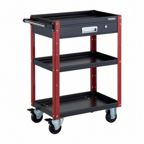 TRUSCO ツールワゴン イーグルワゴン 600X400XH880 引出付 ブラック/レッド TRUSCO EGW963VBKR 物流 保管用品 ツールワゴン スチール製ワゴン(ボルトタイプ)(代引不可)【送料無料】