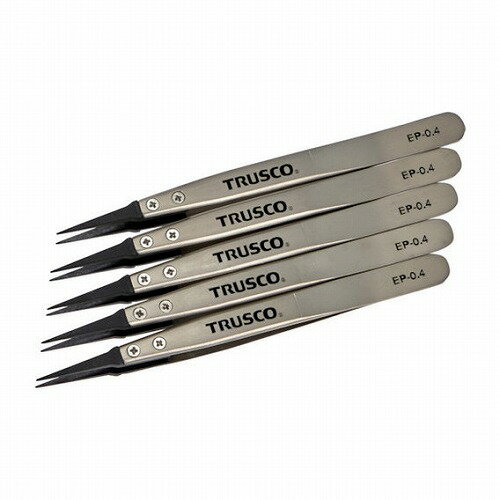 TRUSCO マトメ買イ ESDチップピンセット 先細型 先端幅0.4mm 5本入リ TRUSCO EP0.4M5 手作業工具 プラ..