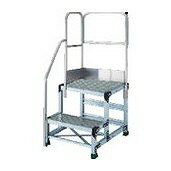 TRUSCO アルミ製作業用踏台 縞板タイプ 2段 高サ0.6m 天板寸法600×400 段高300mm 階段片手スリ天場二方付キ TRUSCO TSFC266TKL300 工事 照明用品 はしご 脚立 作業台(代引不可)【送料無料】