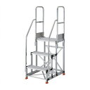 TRUSCO アルミ製作業用踏台 グレーチングタイプ 3段 高サ0.75m 天板寸法600×400 段高250mm 階段両手スリ付キ TRUSCO TSFGR3...