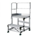 TRUSCO アルミ製作業用踏台 2段 高サ0.6m 天板寸法500×400 ステップ奥行250mm 天場二方手スリ付キ TRUSCO TSF25256TL30...