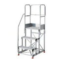 TRUSCO アルミ製作業用踏台 グレーチングタイプ 3段 高サ0.75m 天板寸法600×400 段高250mm 階段片手スリ天場三方付キ TRUSCO TS...