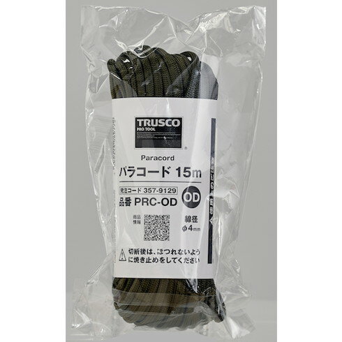 TRUSCO パラコード 4mmx15m OD TRUSCO PRCOD 梱包用品 シート ロープ ロープ(代引不可)