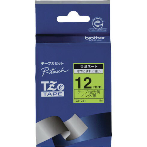 ブラザー Tzeテープ 黒文字/蛍光黄地/12mm ブラザー TZEC31 オフィス 住設用品 オフィス備品 ラベル用..