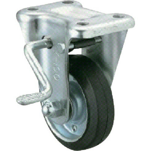 ユーエイ 産業用キャスターストッパー(左)付固定車 150径ゴム車輪 ユーエイ WKB150L 金物 建築資材 キャスター プレート式ゴム車(代引不可)