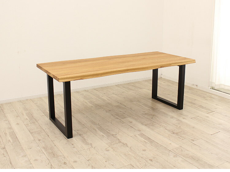 ダイニングテーブル 単品 幅185 オーク無垢材 ブラック ナチュラル 6人掛け リビング テーブル ダイニング おしゃれ 北欧 モダン 食卓 テーブル 天然木(代引不可)【送料無料】 [2]
