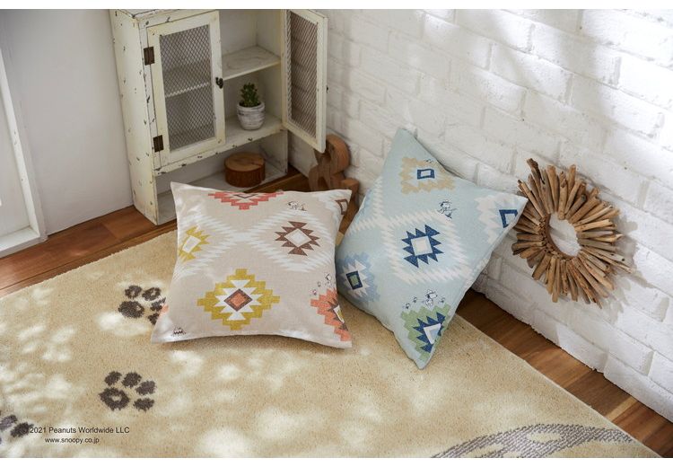 PEANUTS クッションカバー 45×45cm スヌーピー SNOOPY コーストライフ ピーナッツ 洗える ウォッシャブル キャラクター 北欧 かわいい 可愛い おしゃれ(代引不可)【送料無料】 [2]