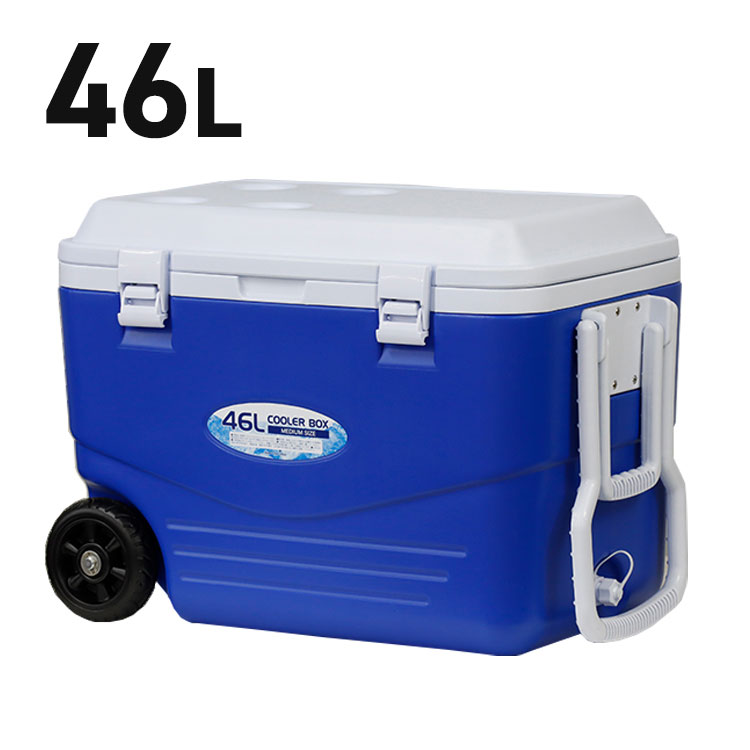 クーラーボックス 46L 大容量 ハンドキャリー付き 排水口 キャンプ アウトドア クーラーバッグ お出かけ 飲み物 保冷(代引不可)【送料無料】