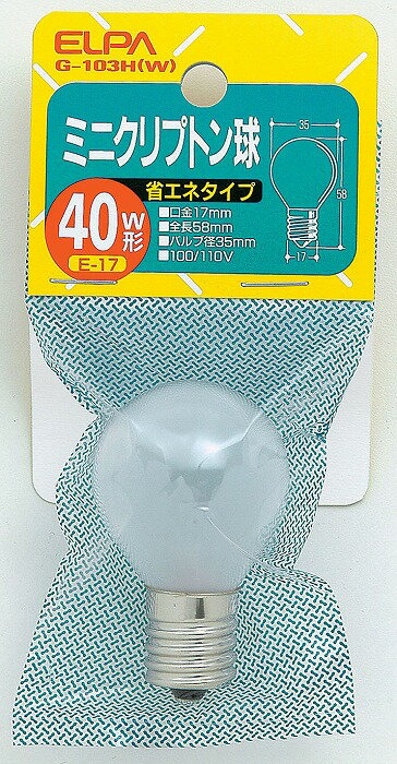 ����ץȥ��40W G-103H(W) ����� ELPA ī���Ŵ�