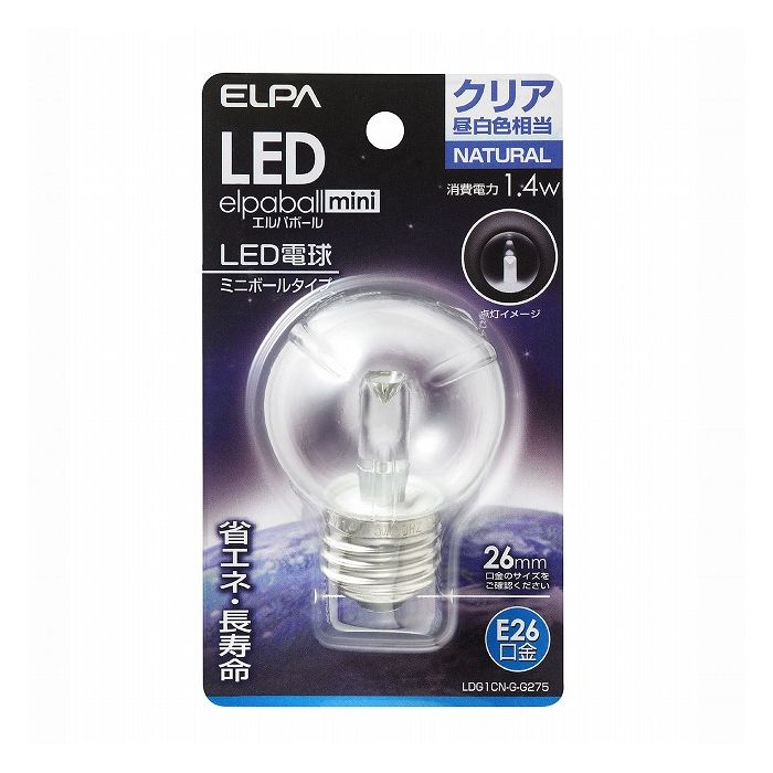 Ball - LED電球G50形E26 LDG1CN-G-G275 エルパ ELPA 朝日電器