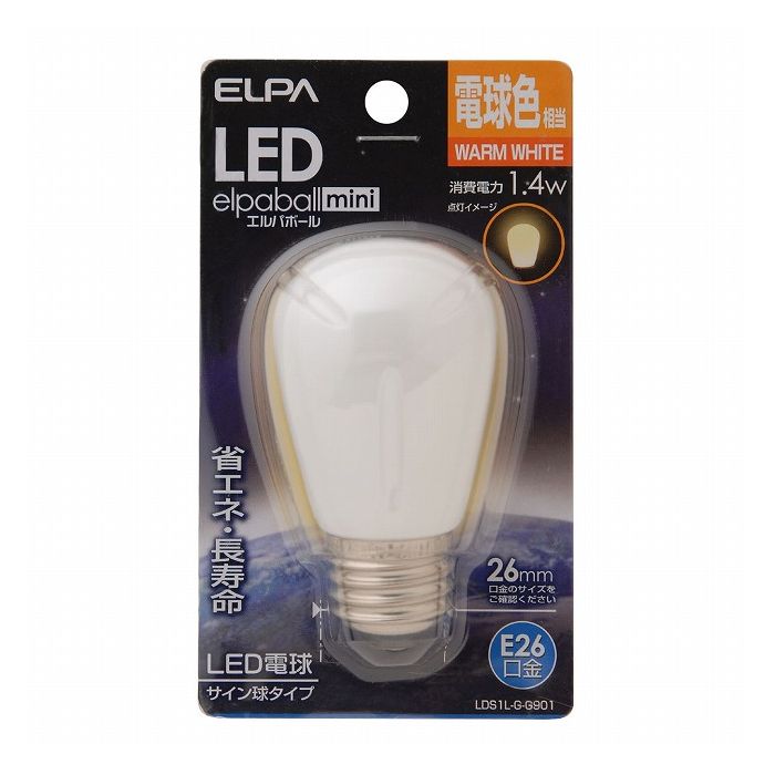 Small Light Bulbs - LED電球サイン球E26 LDS1L-G-G901 エルパ ELPA 朝日電器