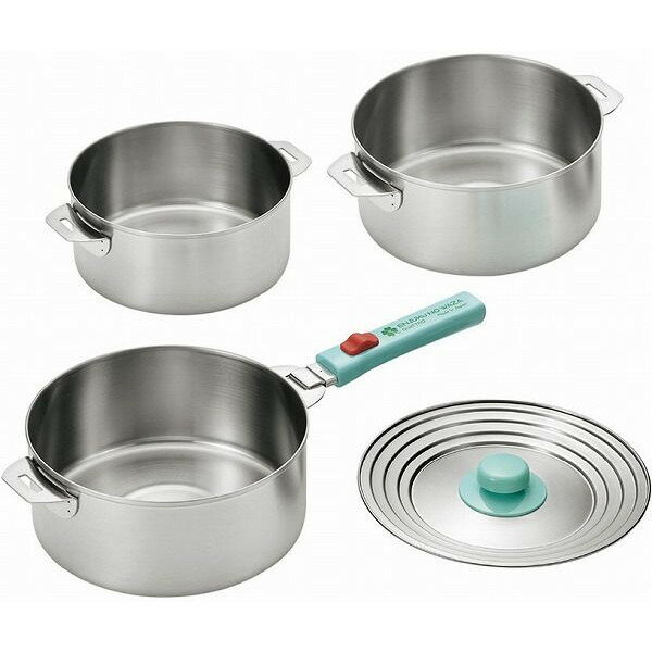 日本製 燕三条 ステンレス鍋16cm&18cm&20cm・着脱ハンドル・兼用蓋付(代引不可)【送料無料】