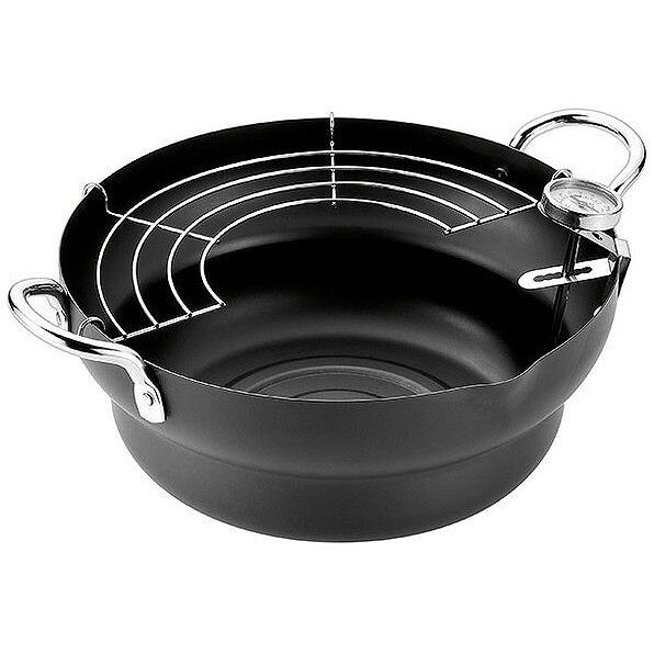 ■内容（サイズ等）約243×308×110mm（本体高さ：約95mm）[約640g]■容量約3.3L■材質鉄（底の厚さ0.8mm）■表面加工シリコン樹脂塗装■生産国日本■使用熱源ガス・100V・200V IH調理器OK【代引きについて】こちらの商品は、代引きでの出荷は受け付けておりません。【送料について】北海道、沖縄、離島は送料を頂きます。LINK天ぷら鍋20cm天ぷら鍋24cm天ぷら鍋24cm 温度計付天ぷら鍋24cm トング付天ぷら鍋24cm 温度計・トング付