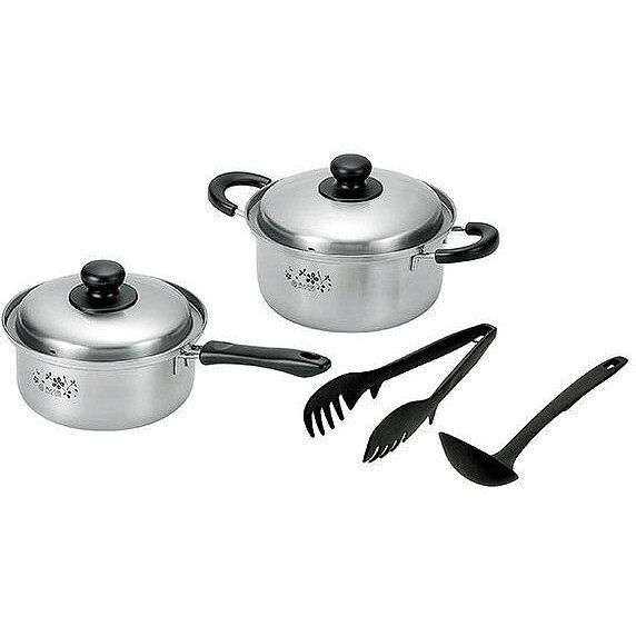 日本製 燕三条 片手鍋18cm&両手鍋20cm (お玉・トング付)(代引不可)【送料無料】