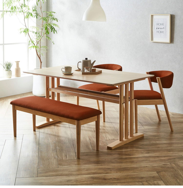 ダイニングベンチ ワッフル 幅105cm 単品 ファブリック ベンチシート 2人掛け 長椅子 木製 天然木 ラバーウッド 北欧 ナチュラル モダン カントリー おしゃれ 玄関椅子 105×35cm インテリア(代引不可)【送料無料】 [2]