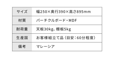 すきま収納 すき間収納 隙間収納 25cm キッチン収納 キッチンラック チェスト 幅25 ホワイト(代引不可)【送料無料】