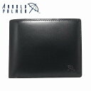 Arnold Palmer アーノルドパーマー 牛革 二つ折り財布 4AP3488BK- ブラック(代引不可)【送料無料】