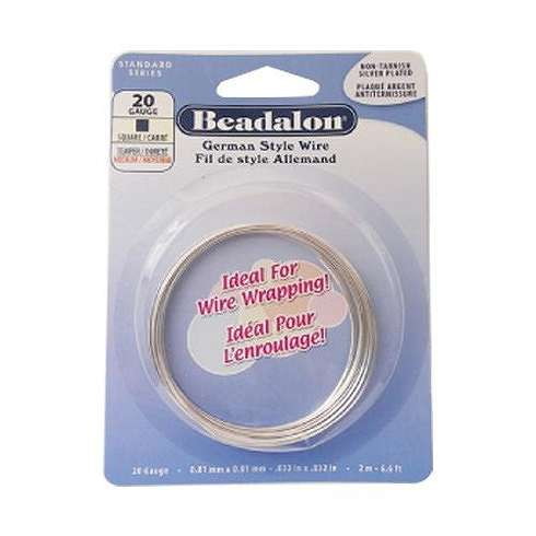 Beadalon(ビーダロン) スクエアワイヤー ノンターニッシュシルバー 0.81mm×2m 20(代引不可)【送料無料】