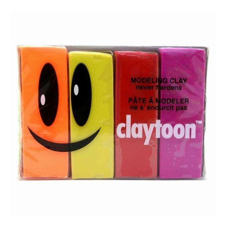 MODELING CLAY(モデリングクレイ) claytoon(クレイトーン) カラー油粘土 4色組(ホット) 1Pound 3個セット(代引不可)【送料無料】