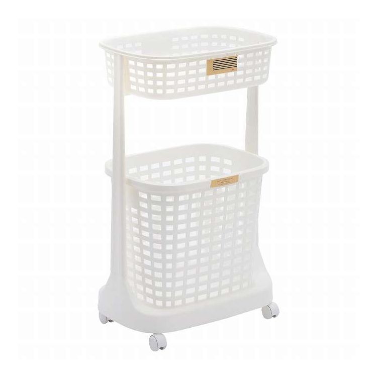 Eスタイル 2段ランドリーバスケット ホワイト SW-1082(代引不可)【送料無料】