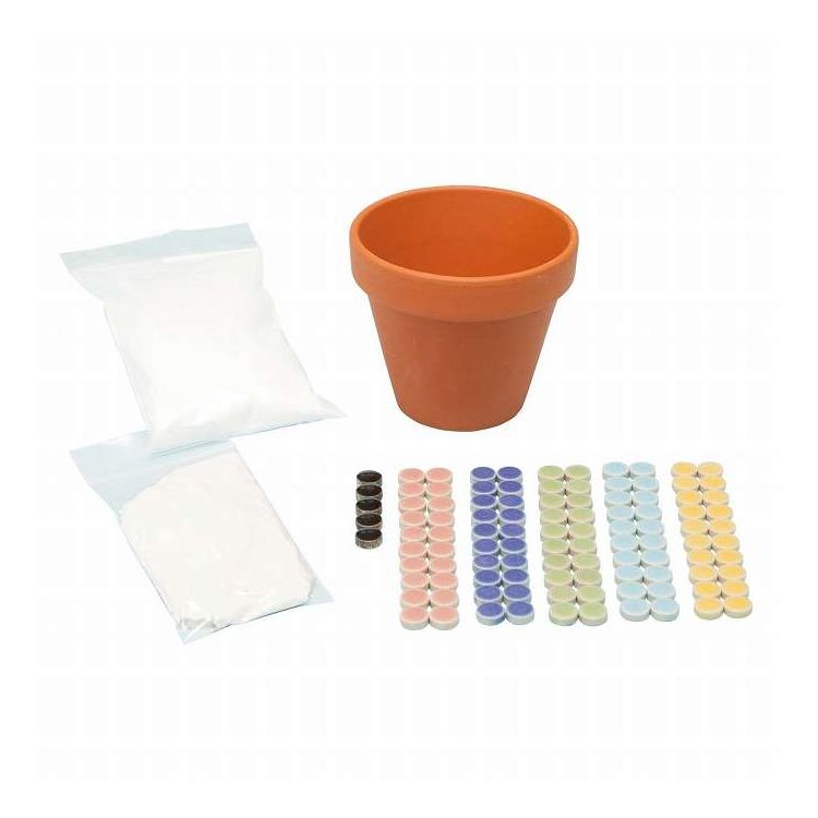 モザイクタイルで植木鉢 手づくりキット 丸タイル 2セット(代引不可)(3)