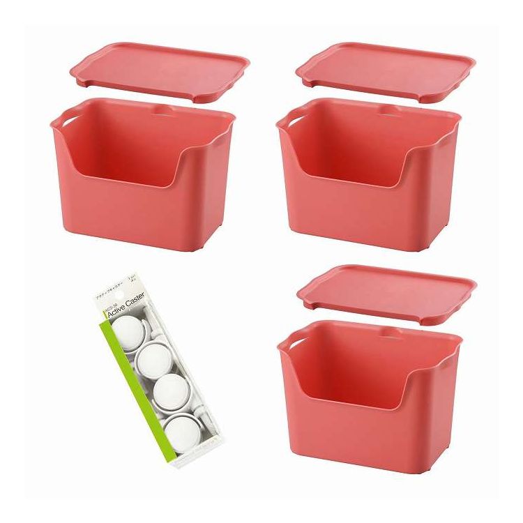 収納ケース katasu(カタス) ハコ L3段セット K-hL3+fML3+AC1 ピンク(代引不可)【送料無料】