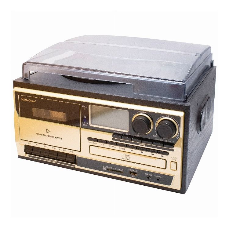 クマザキエイム オールインワン・レコードプレーヤー レトロサウンド AR-01G 音響・映像機器【送料無料】