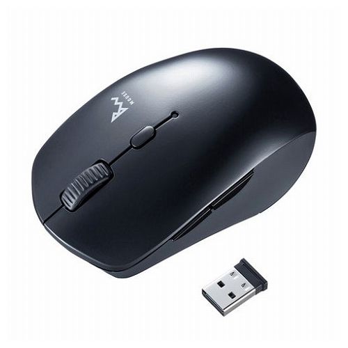 サンワサプライ 静音ワイヤレスブルーLEDコンボマウス ブラック MA-WBTBL193BK(代引不可)