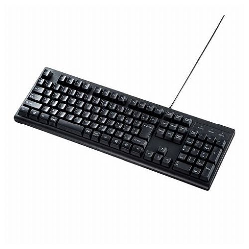 【商品特長】●余分なキーを省いた標準的なJIS日本語配列に準拠したキーボードです。●文字の耐久性に優れたレーザー印刷を採用●文字キーのキートップには19mmピッチのキートップを採用。●打鍵回数1000万回をクリアした高耐久設計●接続するだけ...