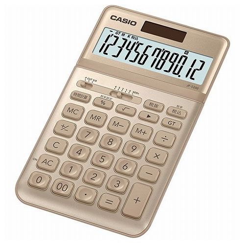 カシオ計算機 CASIO スタイリッシュ電卓 ジャストタイプ12桁 ゴールド JF-S200-GD-N(代引不可)【メール便配送】【送料無料】