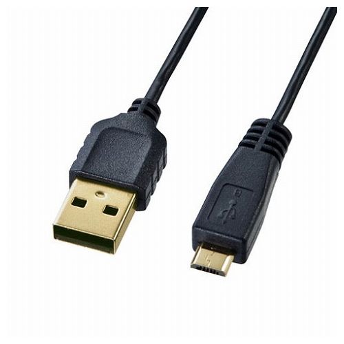 サンワサプライ 極細マイクロUSBケーブル A-マイクロB 0.2m KU-SLAMCB02K(代引不可)
