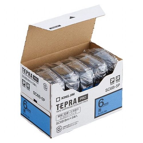 キングジム テプラPROテープエコノパック 5個入 6mm青 SC6B-5P(代引不可)【送料無料】