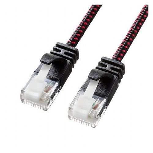【5個セット】 サンワサプライ つめ折れ防止カテゴリ6A細径メッシュLANケーブル KB-T6AME-01BKRX5(代引..