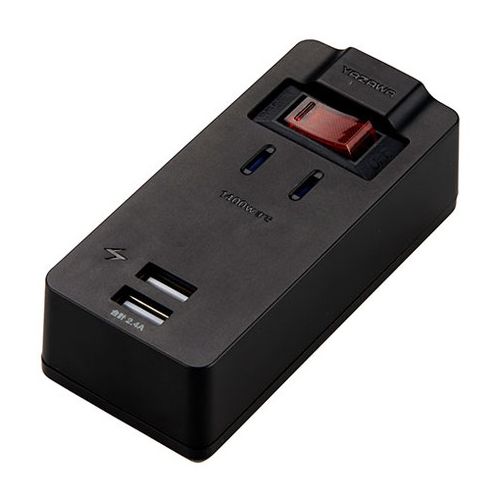 【10個セット】 YAZAWA ブレーカースイッチ付1AC2USB2.4A ブラック H6BKS3102UBKX10(代引不可)【送料無料】