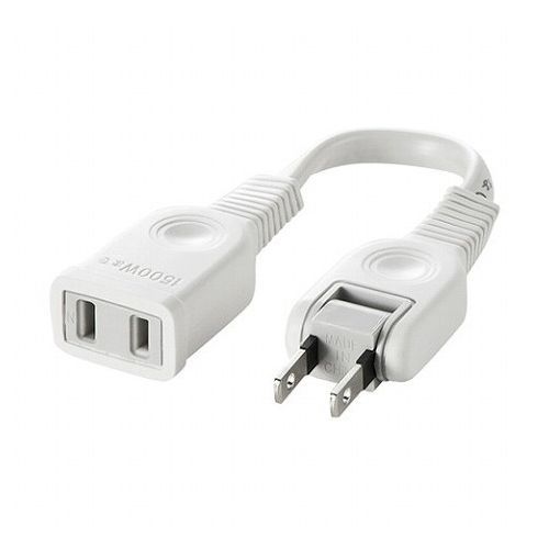 【商品特長】●ACアダプタの電源延長に便利です。●トラッキング火災を予防できる絶縁キャップ付スイングプラグを採用しています。●PSE(電気用品安全法)技術基準適合品でトラッキング対策適用範囲拡大対応です。(耐トラッキング性試験、グローワイヤ燃焼性試験認可)【仕様】■定格容量:15A・125V(1500Wまで)■プラグ仕様:2Pオス(絶縁キャップ付きスイングプラグ)・2Pメス■電源コード長:0.1m■使用地域:日本国内のみ。日本以外ではご使用いただけません。■認証:電気用品安全法(PSE)技術基準適合品【代引きについて】こちらの商品は、代引きでの出荷は受け付けておりません。【送料について】北海道、沖縄、離島は送料を頂きます。