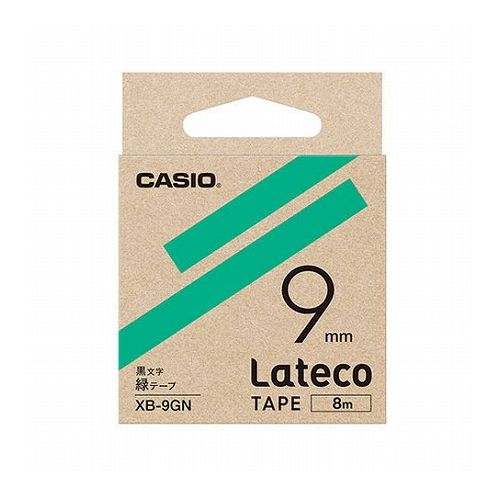 カシオ計算機 Lateco 詰め替え用テープ 9mm 緑テープ 黒文字 XB-9GN(代引不可)
