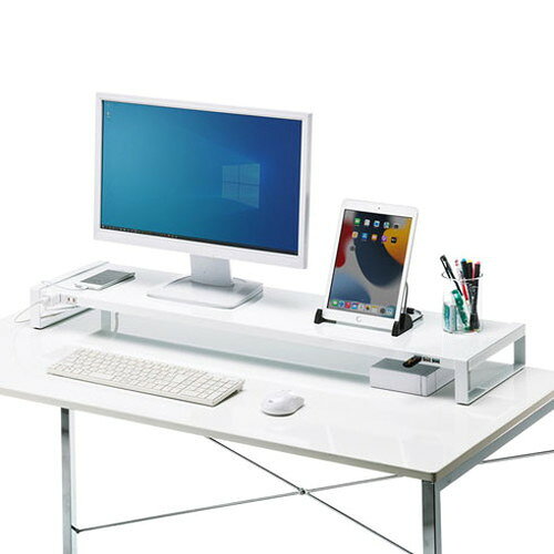 サンワサプライ 電源タップ+USBハブ付き机上ラック(W1000) MR-LC206WN(代引不可)【送料無料】 [3]