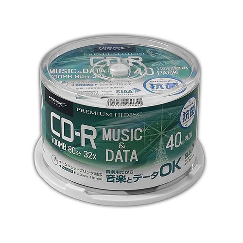 HIDISC CD-R ݥǥ 32® 700MB ۥ磻ȥ磻ɥץ󥿥֥ ԥɥ륱 40 HDCR80GP40NAB(Բ)̵