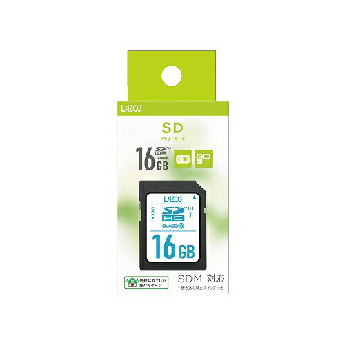 【20個セット】 Lazos SDHCメモリーカード 16GB CLASS10 紙パッケージ L-B16SDH-U1X20(代引不可)【送料無料】