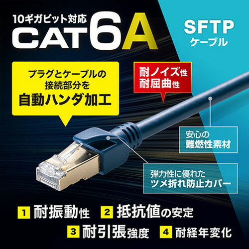 サンワサプライ カテゴリ6A SFTPハンダ産業用LANケーブル KB-HS6A-01NV(代引不可)【送料無料】 2