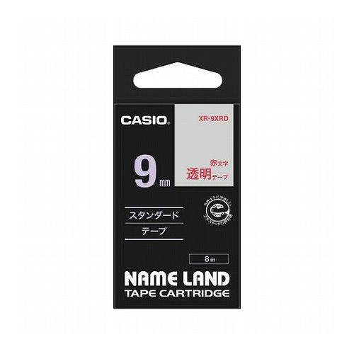 Casio （Nameland） - 【5個セット】 カシオ計算機 ネームランドテープ9mm 透明 赤文字 XR-9XRDX5(代引不可)【送料無料】