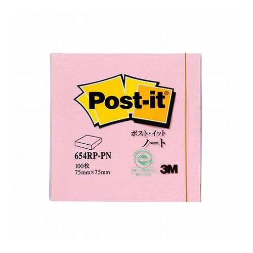 签条纸 - 【20個セット】 3M Post-it ポストイット 再生紙 ノート ピンク 3M-654RP-PNX20(代引不可)【送料無料】