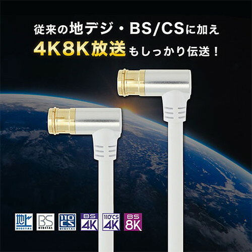 【10個セット】 HORIC ホーリック アンテナケーブル 2m ホワイト アルミヘッド 両...