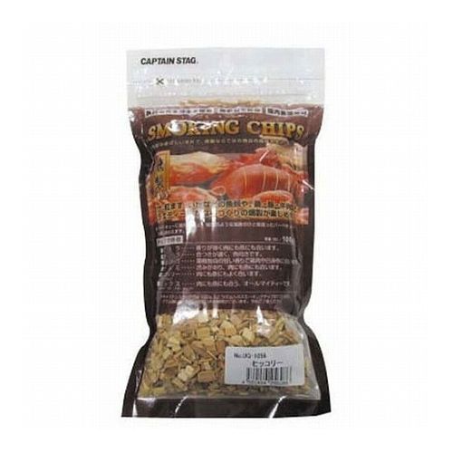 スモーキングチップ100g入 ヒッコリー○良質な丸太原木を使用。○無添加で安心。○国内産燻煙材。○さけ、紅ます、いかなどの魚類や、鶏・豚・牛肉などバラエティー豊かな手づくりの燻製が楽しめます。○肉にも魚にもよく合います。容量(約) : 10...